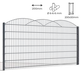 Doppelstab-Schmuckmatte 3 Oberbögen verzinkt + pulverbeschichtet anthrazit