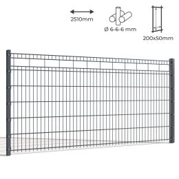 Doppelstab-Schmuckmatte Ornament Rechteck verzinkt + pulverbeschichtet anthrazit