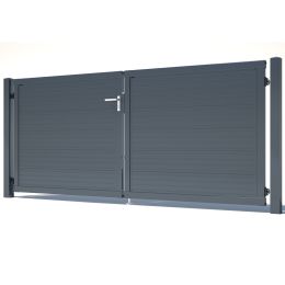 Paneeltür 2-flg. Glattblech anthrazit 3000 mm Breite in verschiedenen Höhen