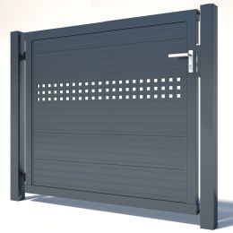 Paneeltür Glattblech mit Lochreihe anthrazit 1500 mm Breite in verschiedenen Höhen