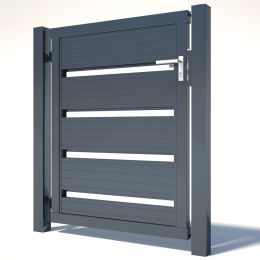 Paneeltür Lattenoptik breit anthrazit 1000 mm Breite in verschiedenen Höhen