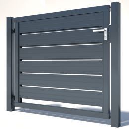 Paneeltür Lattenoptik mittel anthrazit 1500 mm Breite in verschiedenen Höhen