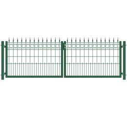 Ziergitterzauntor 2-flg. SATURN 2900 mm Breite grün oder anthrazitgrau in verschiedenen Höhen