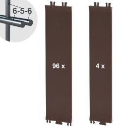 Sichtschutz-Komplettset Klick-Elemente braun für 6-5-6er Doppelstabmatten - für 2 Reihen à 2,5m