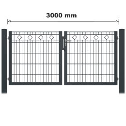 Schmuck-Zauntor 3000 mm Breite verzinkt + anthrazit in verschiedenen Ausführungen