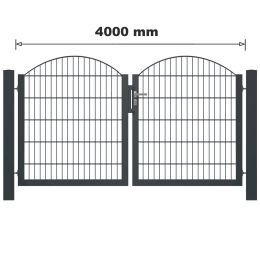 Schmuck-Zauntor 4000 mm Breite verzinkt + anthrazit in verschiedenen Ausführungen