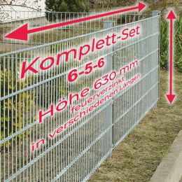 INDUSTRIE 6-5-6 Doppelstab Zaunsets 630 mm Höhe Schiene Feuerverzinkt in verschiedenen Längen