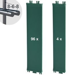 Sichtschutz-Komplettset Klick-Elemente grün für 8-6-8er Doppelstabmatten - für 2 Reihen à 2,5m
