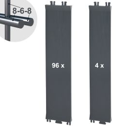 Sichtschutz-Komplettset Klick-Elemente Anthrazitgrau für 8-6-8er Doppelstabmatten - für 2 Reihen à 2,5m