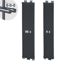 Sichtschutz-Komplettset Klick-Elemente Anthrazitschwarz für 8-6-8er Doppelstabmatten - für 2 Reihen à 2,5m