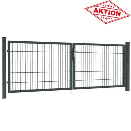 Aktions-Doppelstab-Doppeltor 3000 mm Breite verzinkt + pulverbeschichtet anthrazitgrau