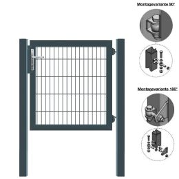 MATTERA Doppelstabtor 1000 mm Breite verzinkt + anthrazitgrau Pfosten 80x80 mm