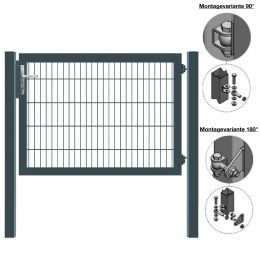 MATTERA Doppelstabtor 1500 mm Breite verzinkt + anthrazitgrau Pfosten 60x60 mm