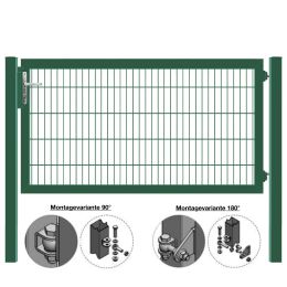 MATTERA Doppelstabtor 2000 mm Breite verzinkt + grün Pfosten 60x60 mm