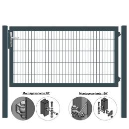 MATTERA Doppelstabtor 2000 mm Breite verzinkt + anthrazitgrau Pfosten 60x60 mm