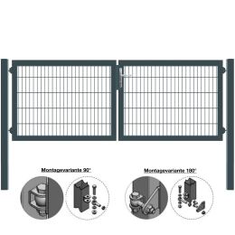 MATTERA Doppelstab-Doppeltor 3000 (1500+1500) mm Breite verzinkt + anthrazit Pfosten 60x60 mm