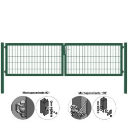 MATTERA Doppelstab-Doppeltor 4000 (2000+2000) mm Breite verzinkt + grün Pfosten 80x80 mm