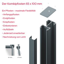 Kombipfosten für Lärmschutzwand in verschiedenen Farben und Längen